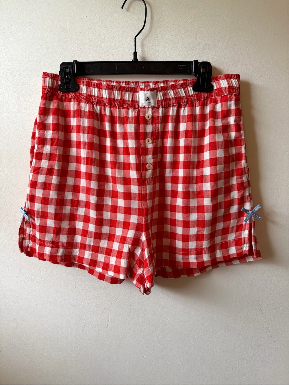 Anthropologie Red and White Gingham Shorts